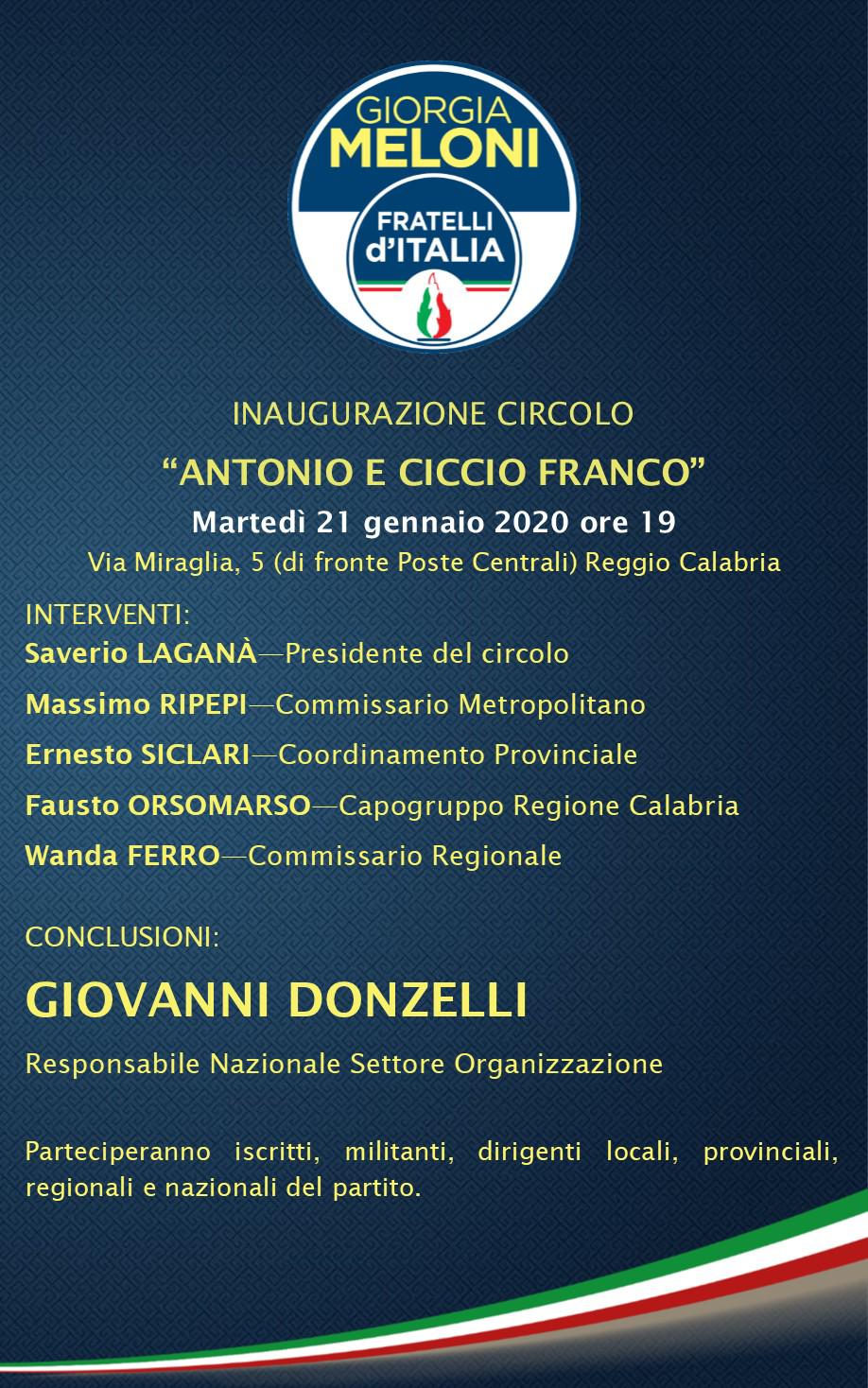 reggio inaugurazione circolo fratelli d'italia