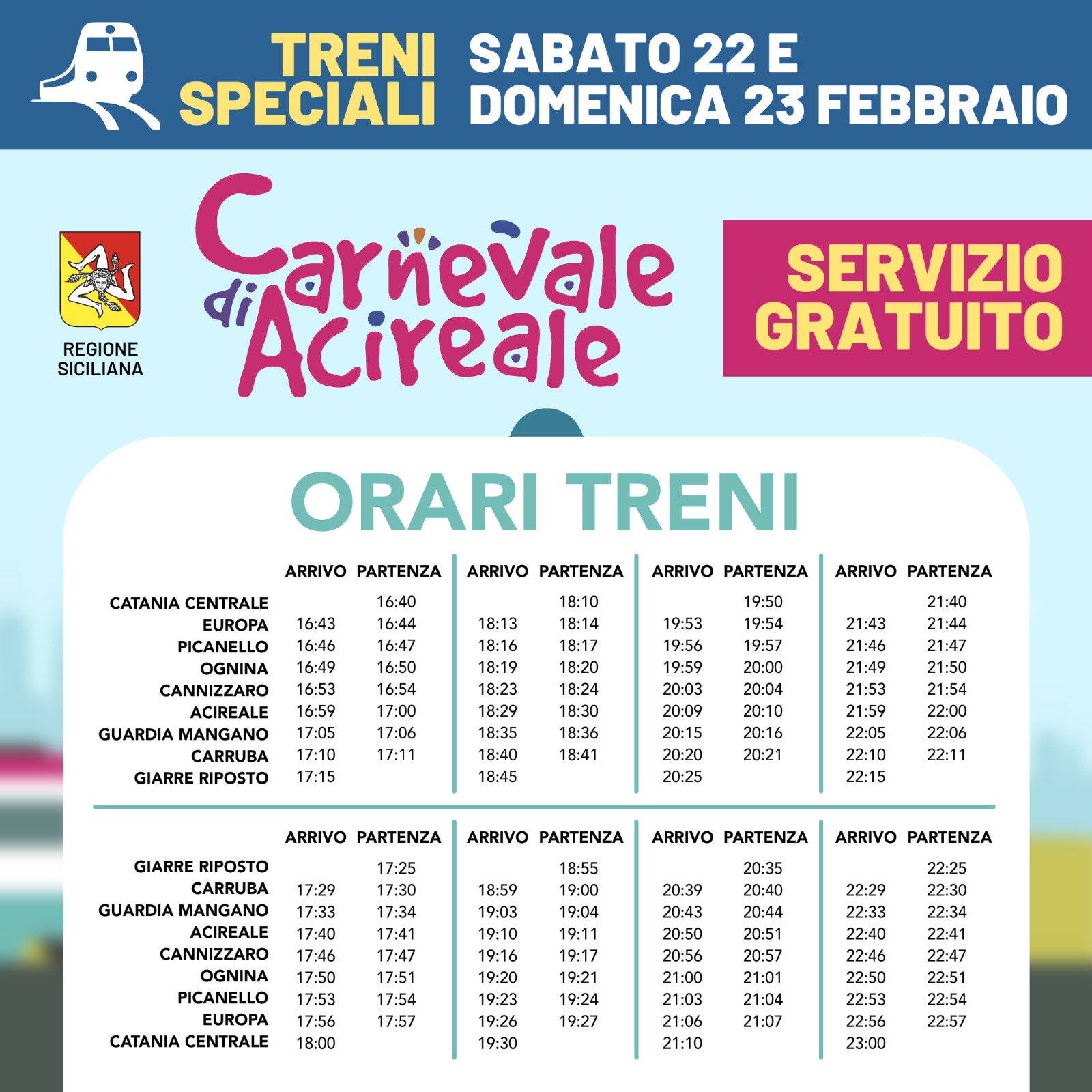 Treni speciali Carnevale Acireale