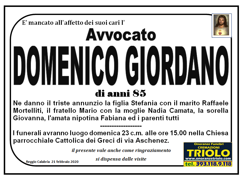 necrologio giordano