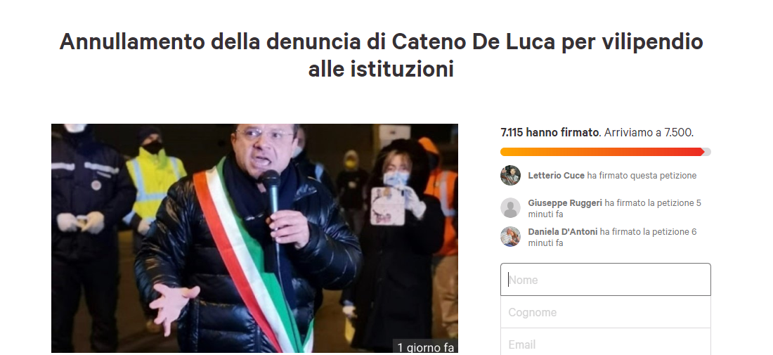 petizione online de luca