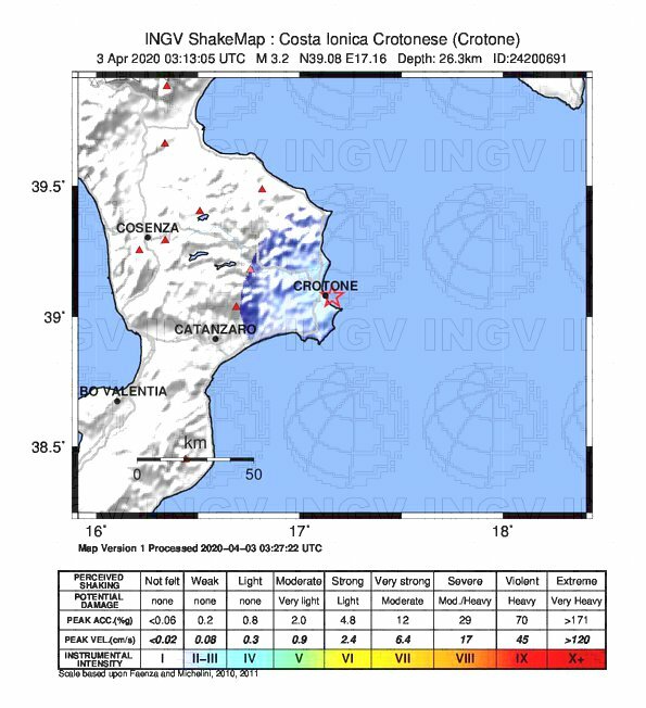 terremoto crotone oggi