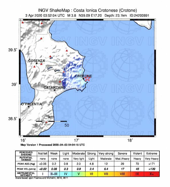 terremoto oggi crotone