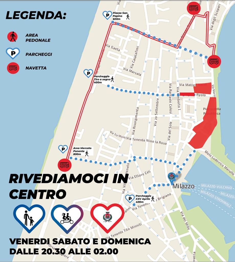 Itinerario bus milazzo isola pedonale