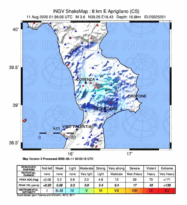terremoto cosenza calabria oggi