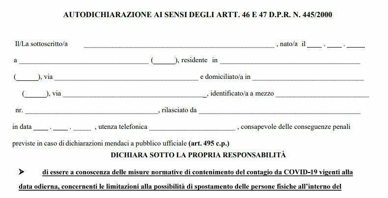 autocertificazione coprifuoco calabria messina zona rossa