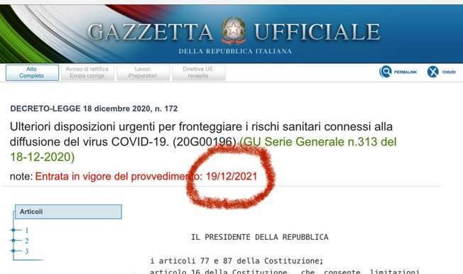 gazzetta ufficiale errore data