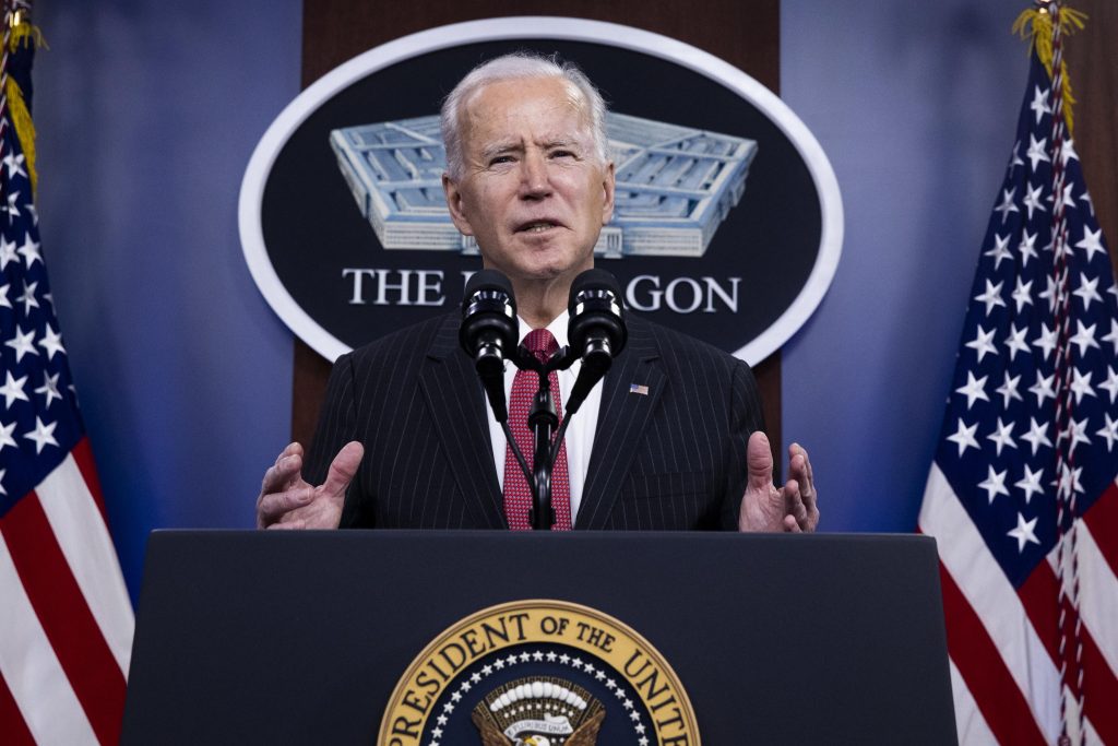 US President Joe Biden and US Vice President Kamala Harris visit the Pentagon