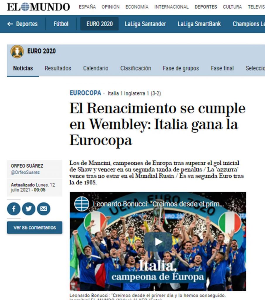 Giornali esteri per l'Italia campione (2)