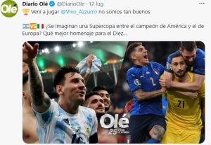 Italia vs Argentina Supercoppa Maradona