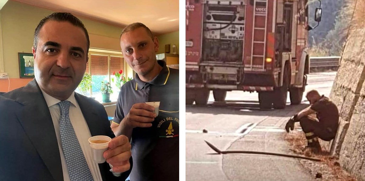 Cannizzaro e il selfie con il Vigile del Fuoco la cui immagine è diventata virale: "grazie a loro, eroi senza maschera e mantello" - Vimarsana News