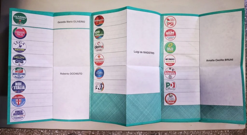 scheda elezioni regionali calabria ottobre 2021