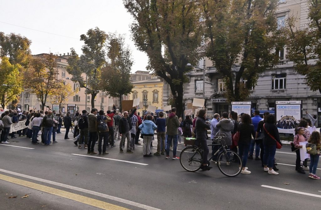 Manifestazione No Green Pass a Bergamo