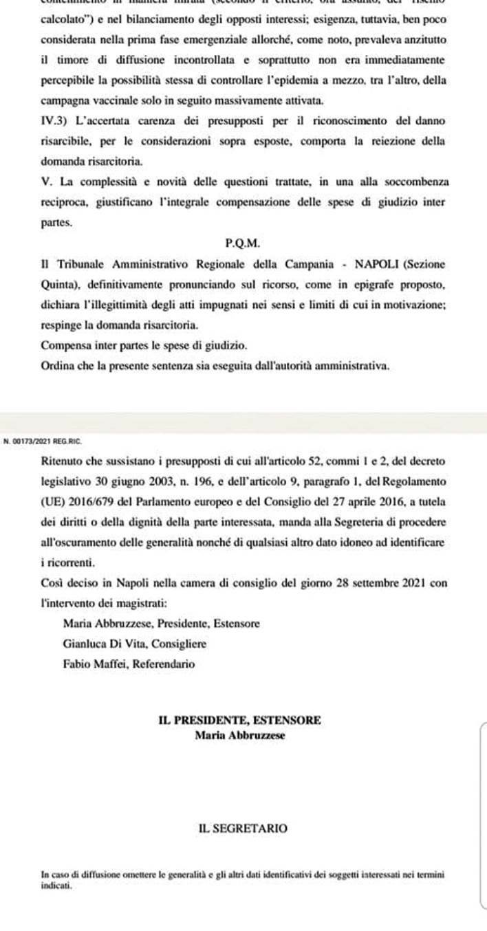 tar campania dichiara illegittime le ordinanze di chiusura delle scuole