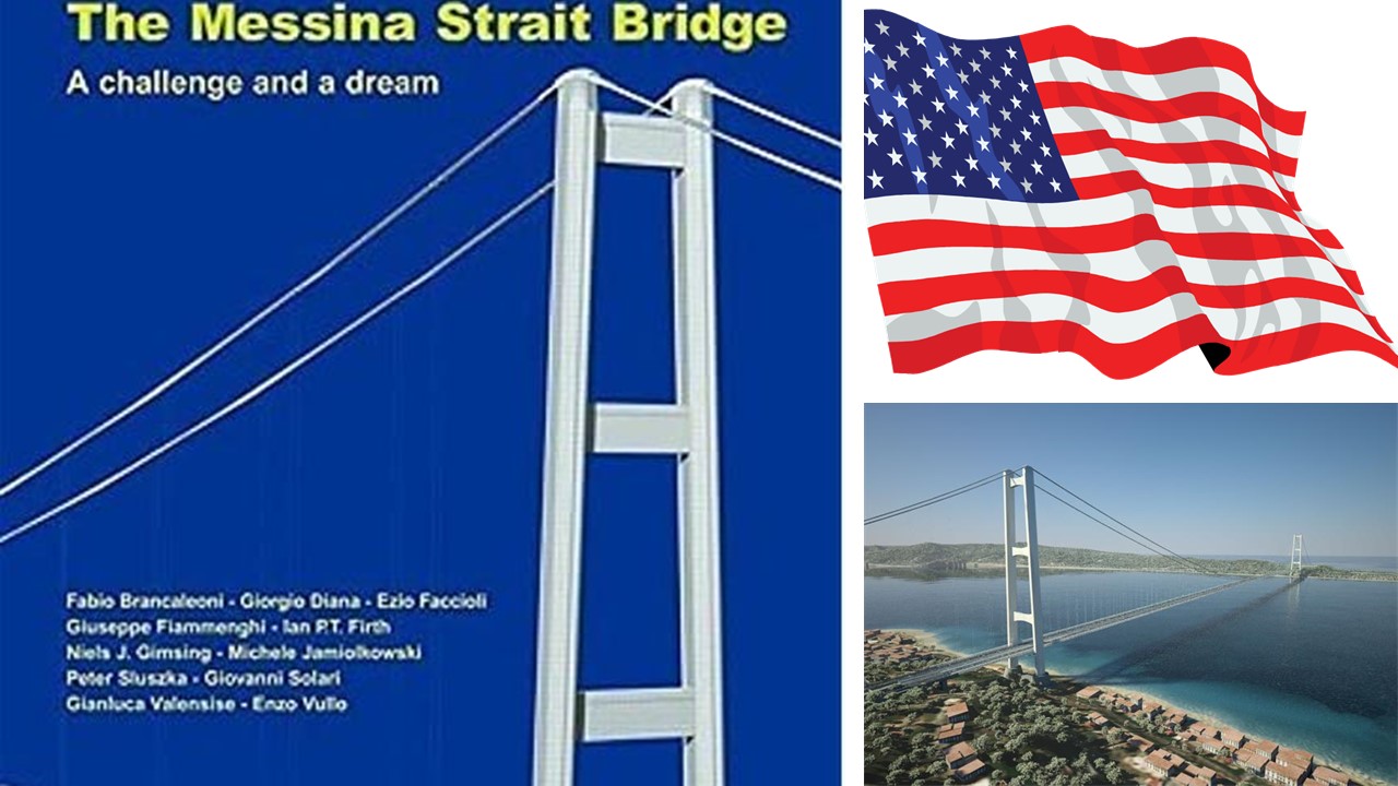 libro ponte sullo stretto e bandiera usa