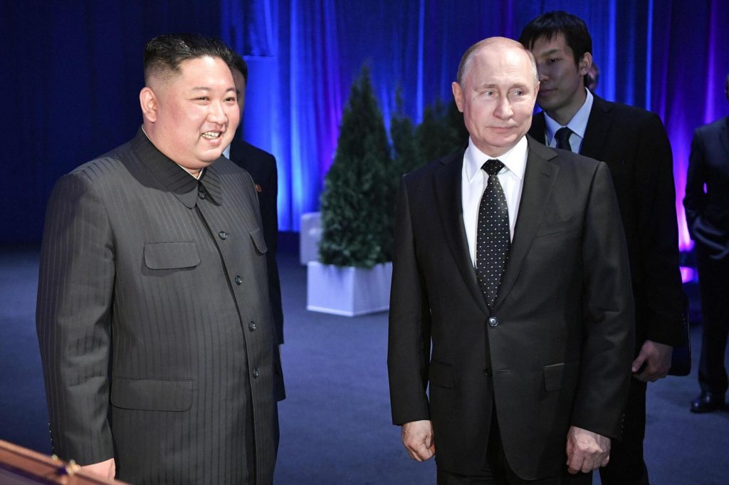 Russian President Vladimir Putin meets North Korean leader Kim Jong-un