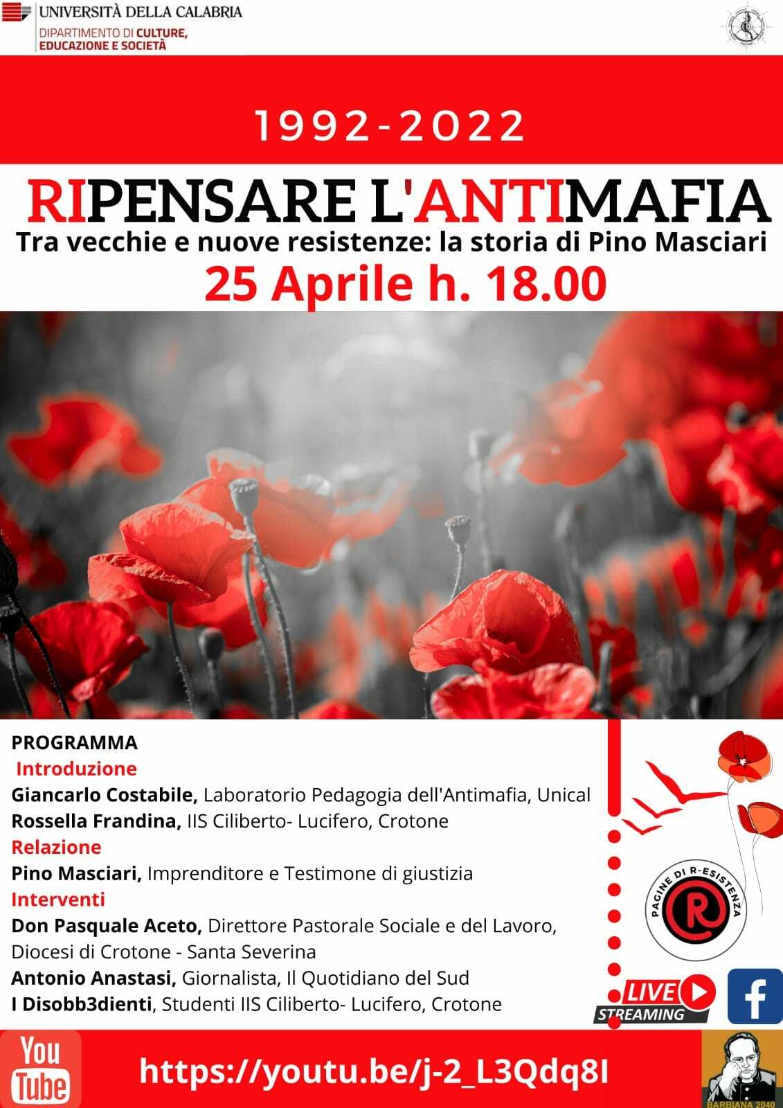 Locandina 25 aprile ripensare l’antimafia