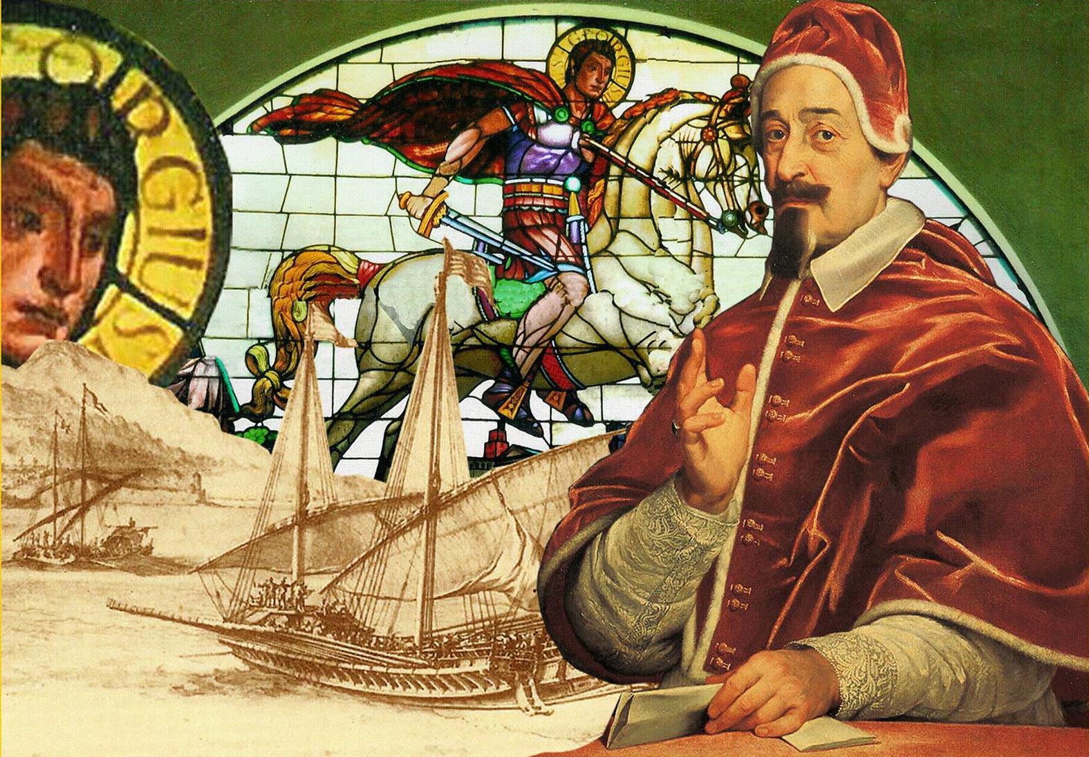 RICOSTRUZIONE INVIO RELIQUIA-SAN GIORGIO, GALEE PONTIFICIE, PAPA ALESSANDRO VII