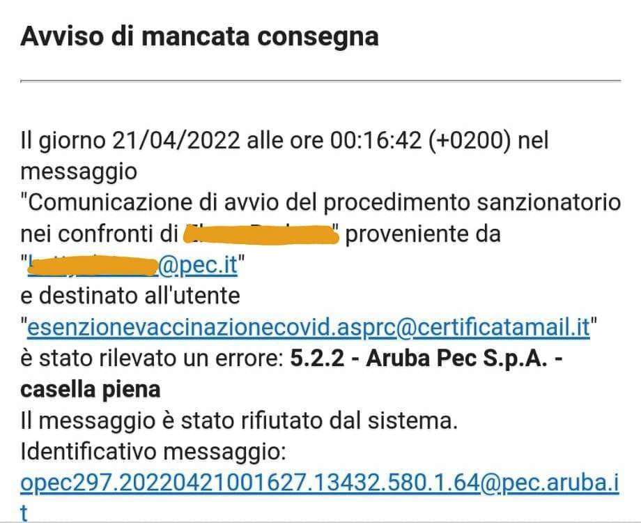 avviso mancata consegna asp reggio cal