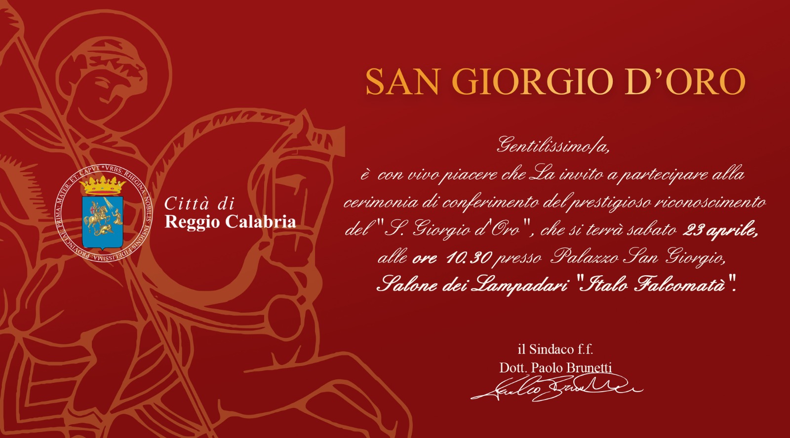 invito san giorgio d’oro