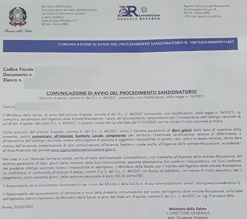 multa vaccino