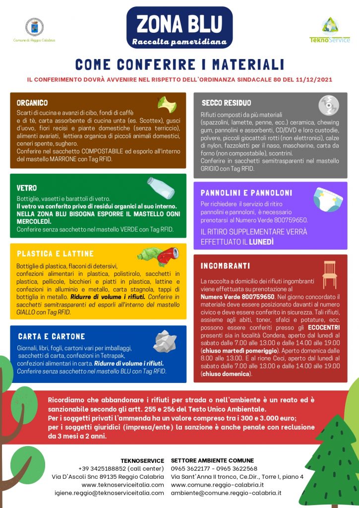 Reggio Calabria nuovi calendari di raccolta differenziata dei rifiuti