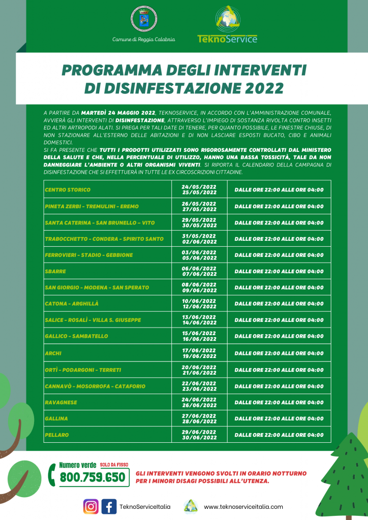 Programma degli interventi di disinfestazione 2022