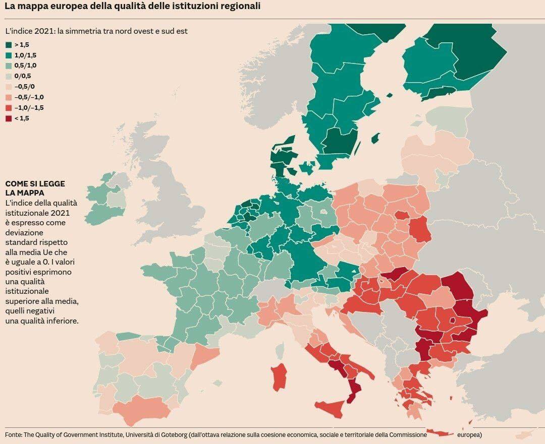 mappa europea della qualità delle istituzioni regionali