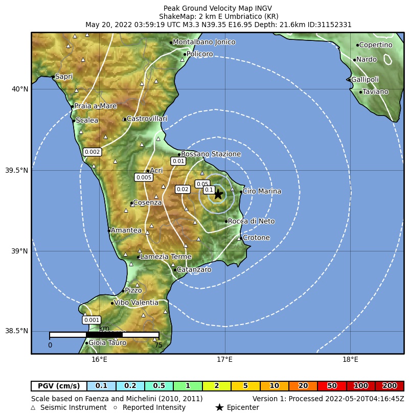 terremoto crotone calabria umbriatico