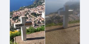 tre croci palmi monumento imbrattato