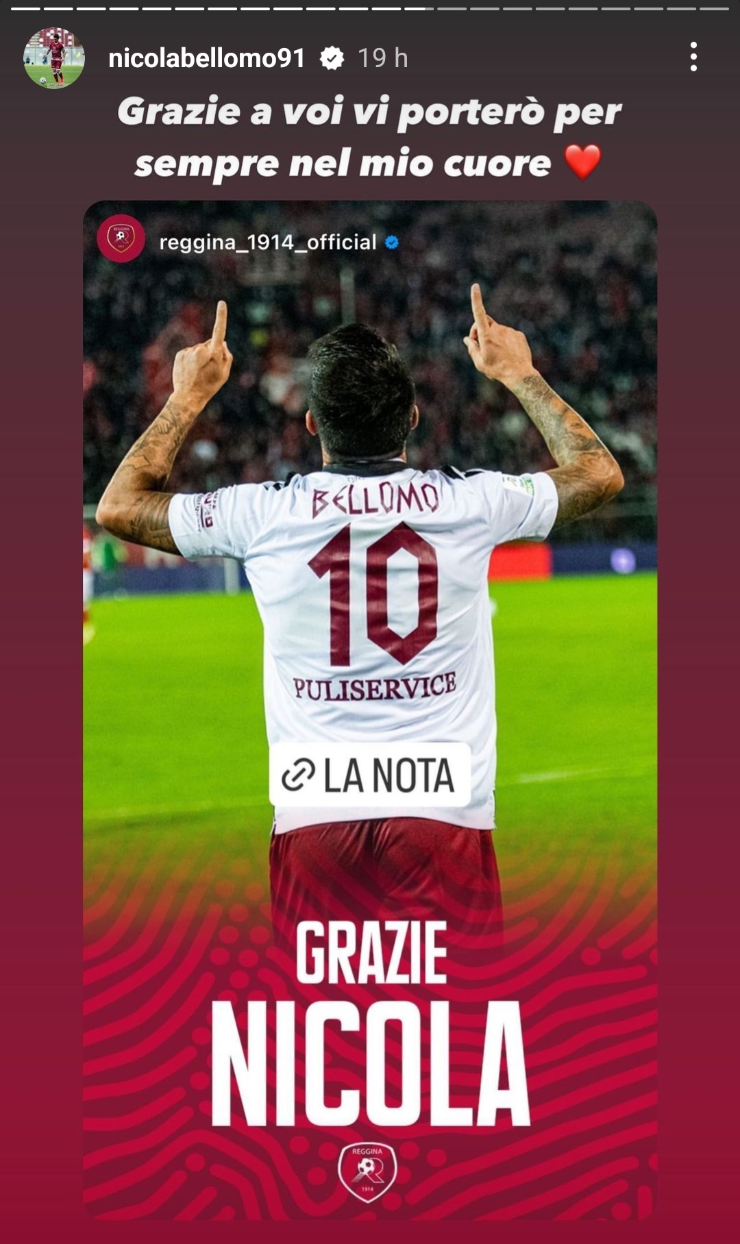 Bellomo saluta Reggina