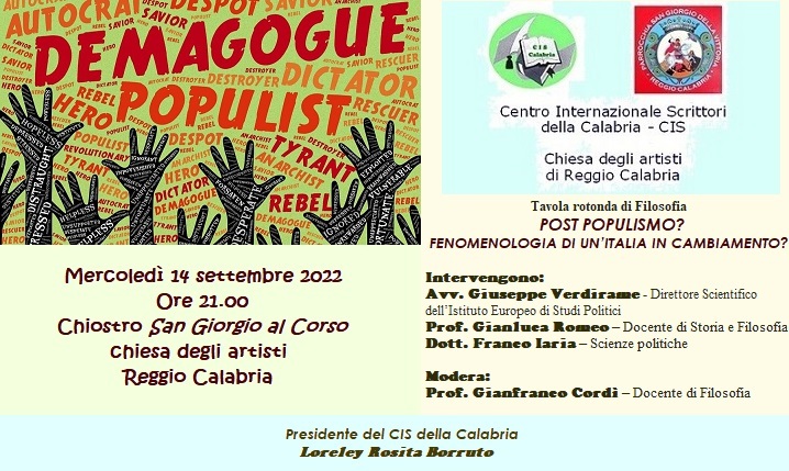 Foto manifesto - POST POPULISMO. FENOMENOLOGIA DI UN’ITALIA IN CAMBIAMENTO
