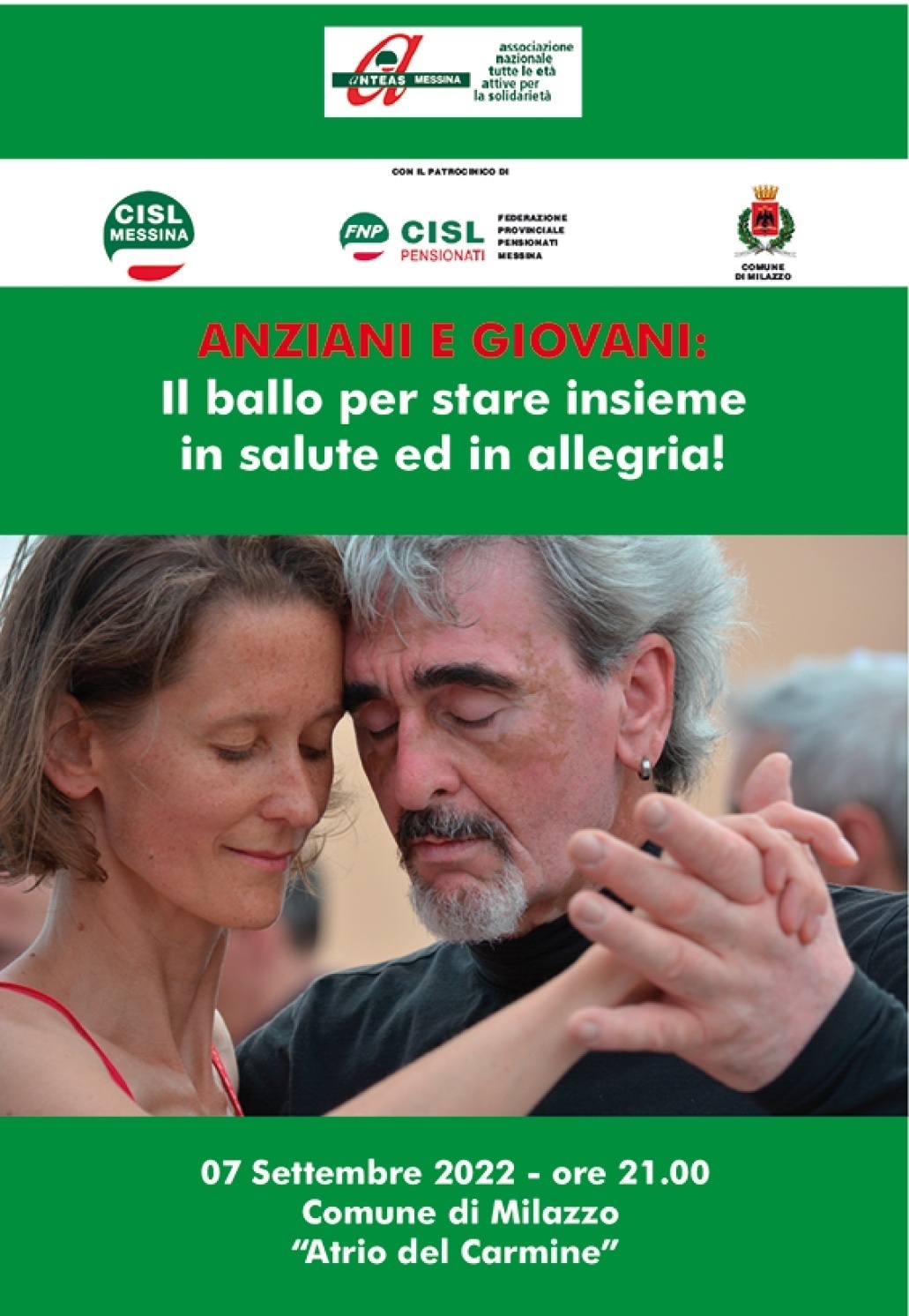 Locandina settembre 4 anteas iniziativa milazzo