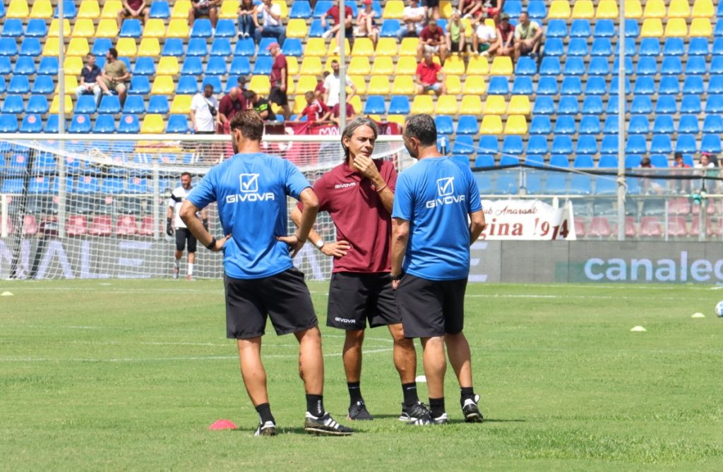 Reggina-Palermo riscaldamento staff inzaghi