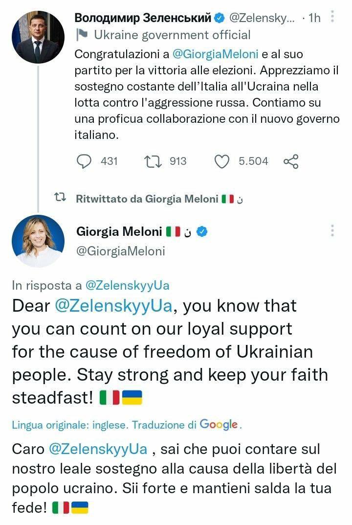 Twwet Meloni