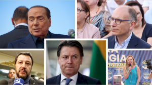 meloni, berlusconi, salvini, letta, conte