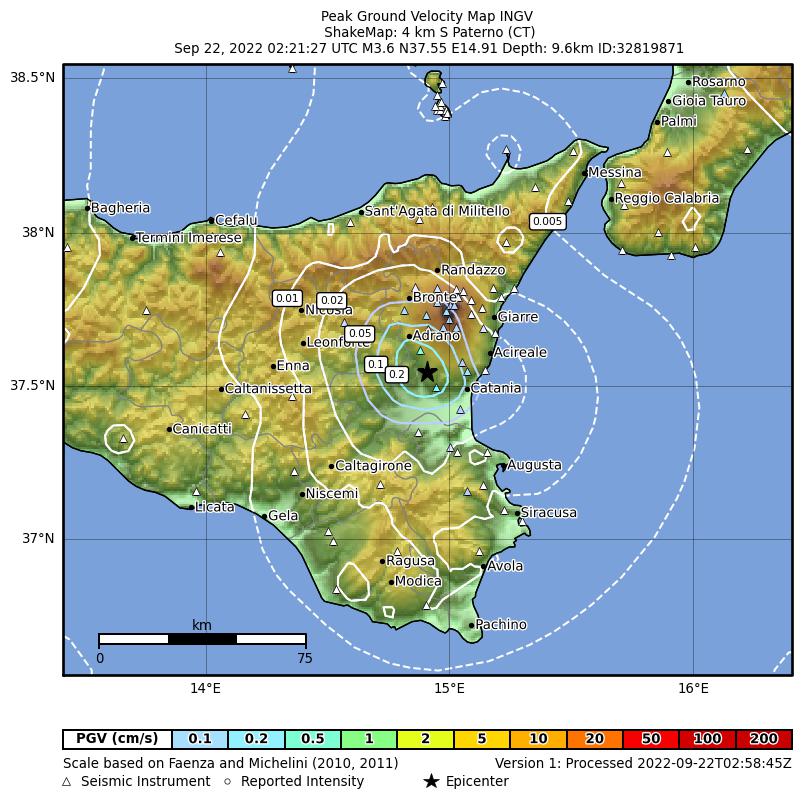 terremoto oggi catania