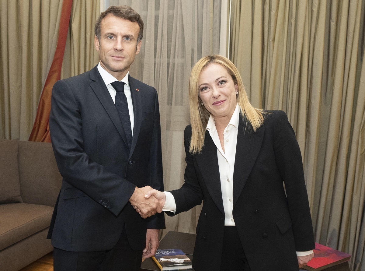 Italian Premier Giorgia Meloni meets French President Emmanuel Macron