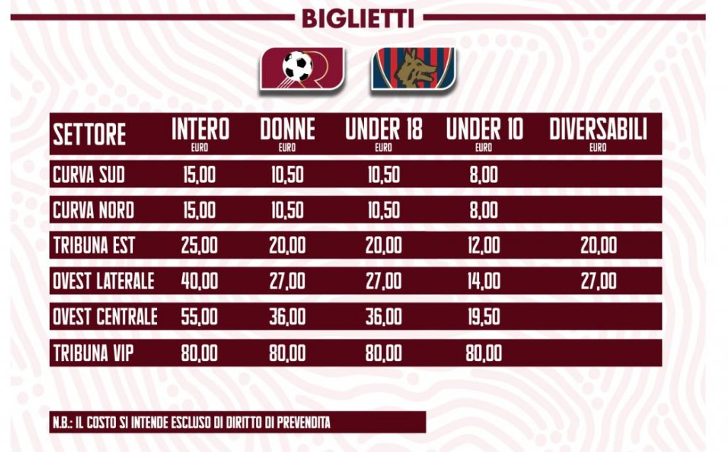 reggina-cosenza prevendita biglietti
