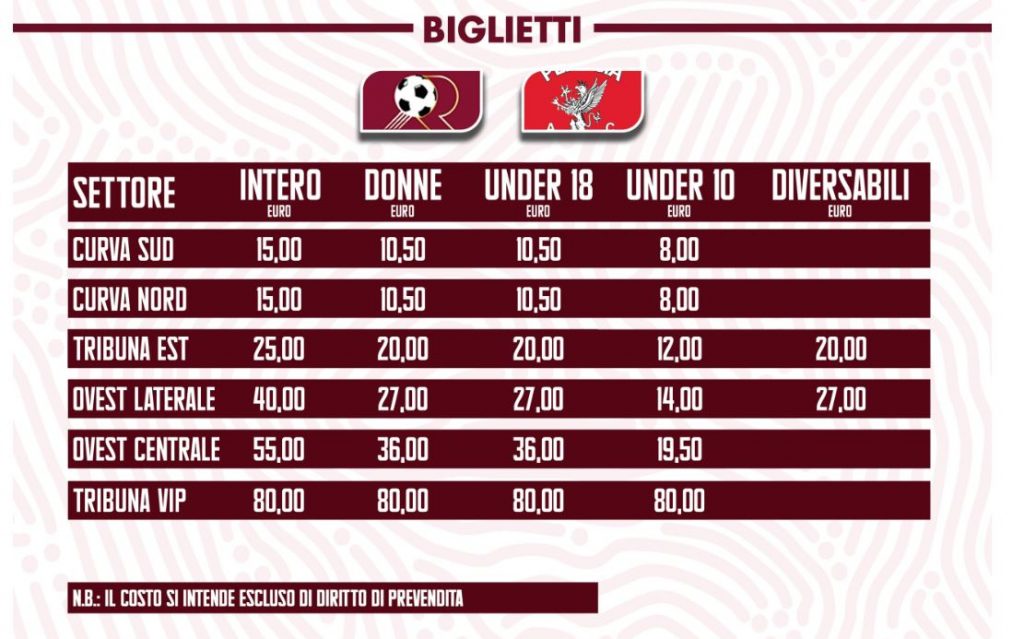 reggina-perugia prezzi biglietti