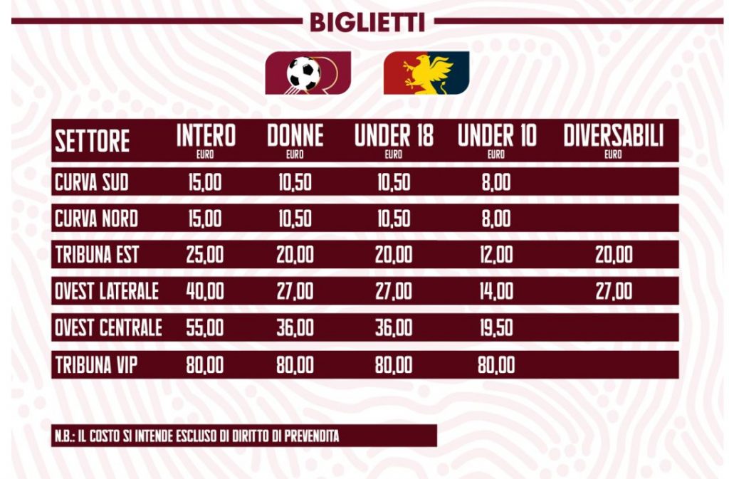 reggina-genoa prezzi biglietti