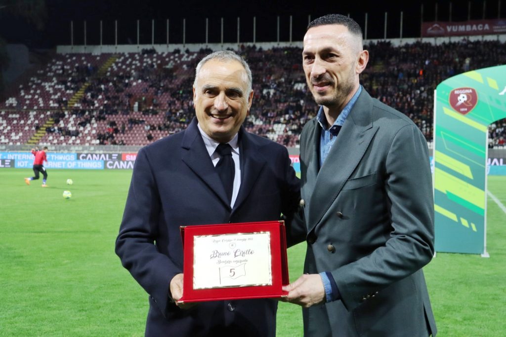 Premiazione Cirillo Reggina-Bari con Cardona