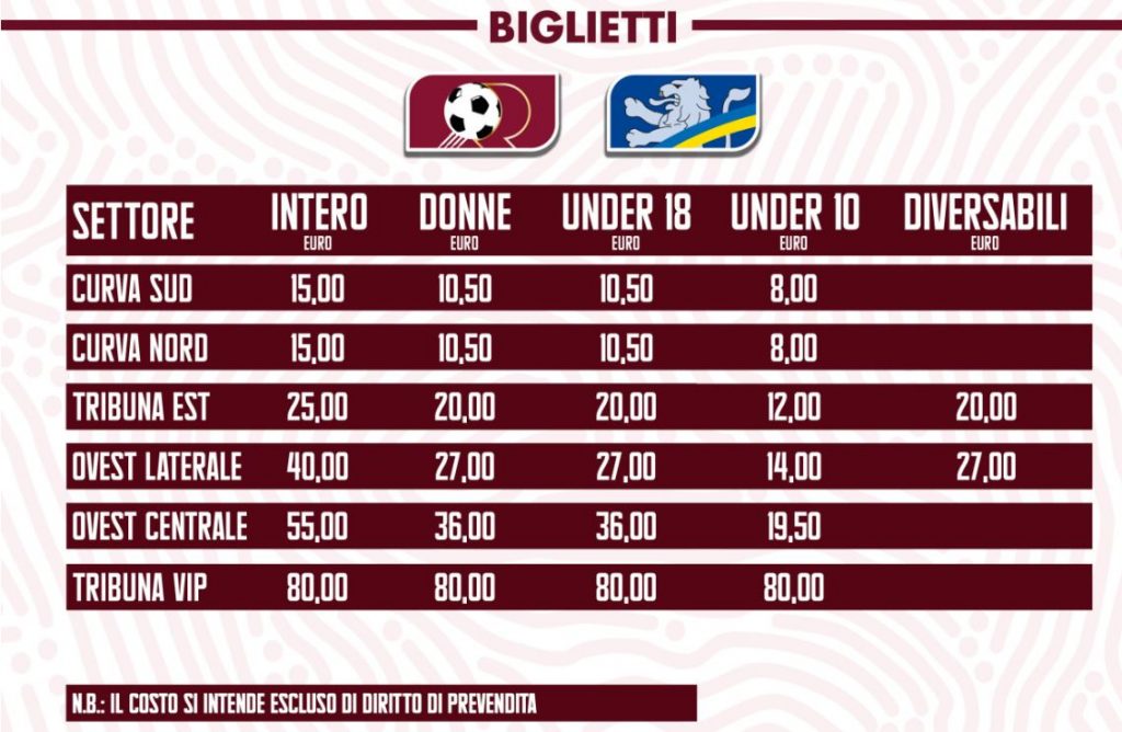prezzi reggina-frosinone