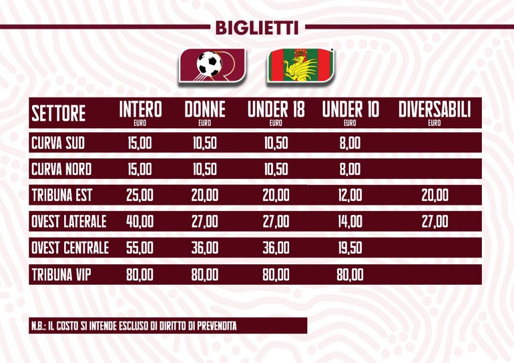 reggina-ternana prezzi biglietti
