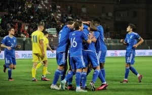 Italia-Ucraina al Granillo esultanza gol Lovato