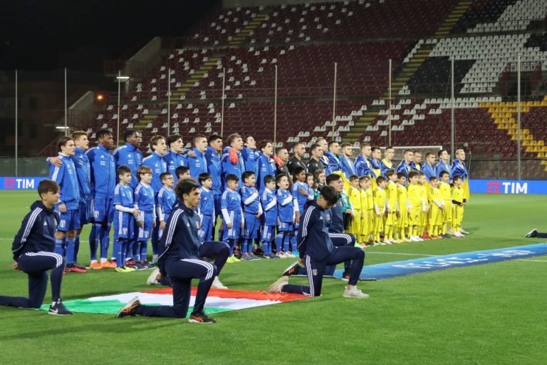 Italia-Ucraina al Granillo canto inni nazionali