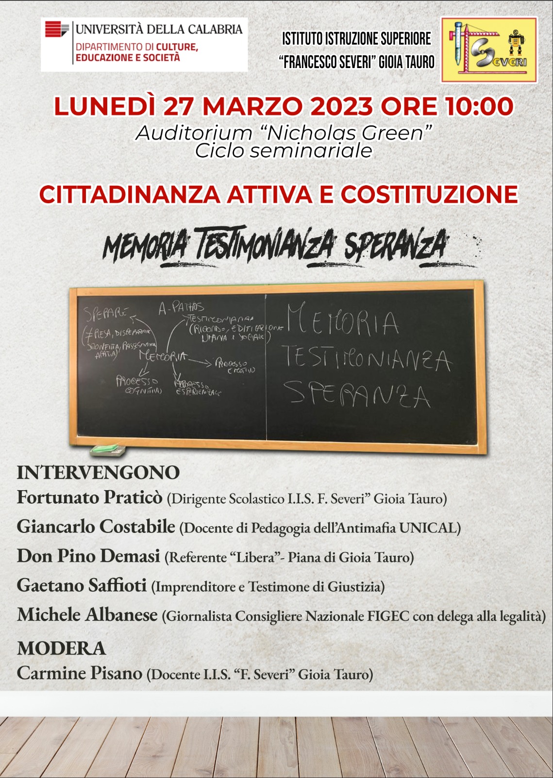 Locandina memoria testimonianza speranza