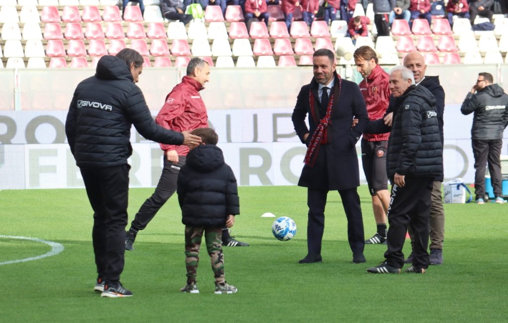 Reggina-Parma prepartita Inzaghi Saladini con figlio e Favasuli