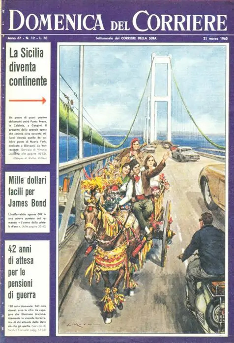 domenica del corriere copertina ponte sullo stretto di messina