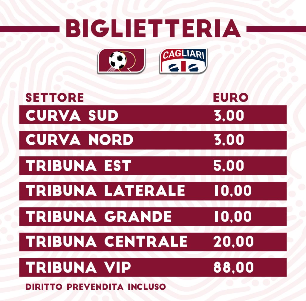 prezzi biglietti reggina-cagliari