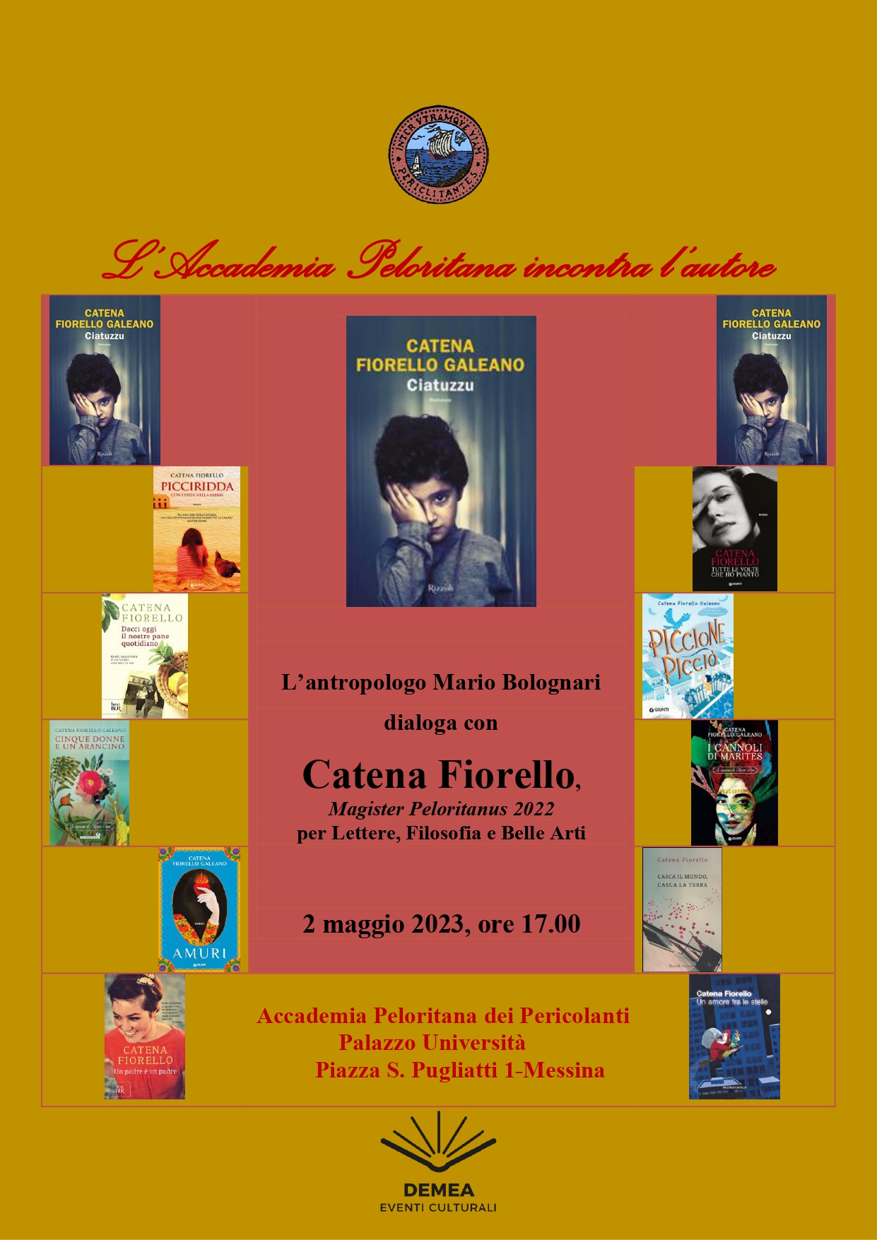 Locandina incontro Accademia Peloritana dei Pericoloanti e Catena Fiorello Galeano